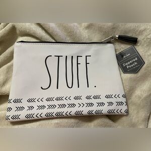 Rae Dunn “ Stuff “ Zippered Pouch with Black Tassel . 10x7  x 26 x 18